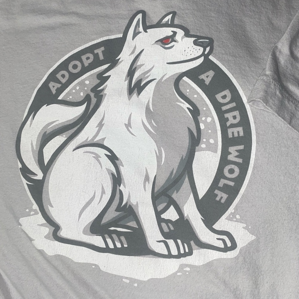 Threadless Grey Cotton T-Shirt Adopt A Dire Wolf